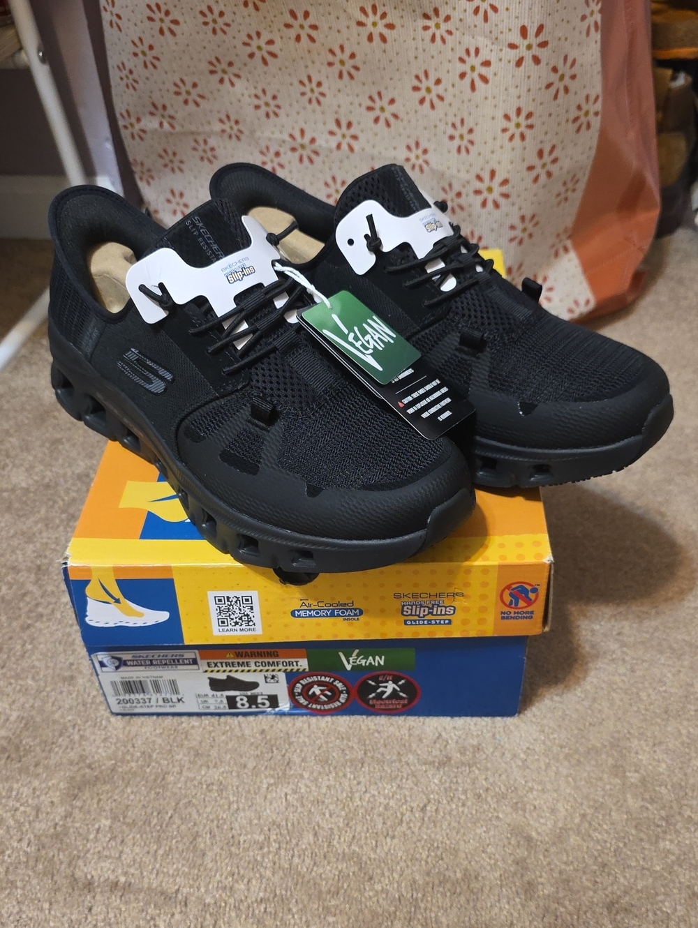 Skechers Work Footwear Mens Black Vegan Slip-On Athletic Shoes